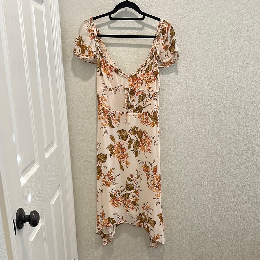 Reformation Orange Brown Asymmetrical Wrap Sundress